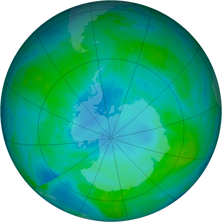 Antarctic ozone map for 01 February 2002